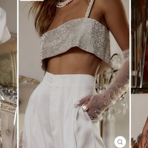 Bachelorette SILVER RHINESTONE CROP TOP